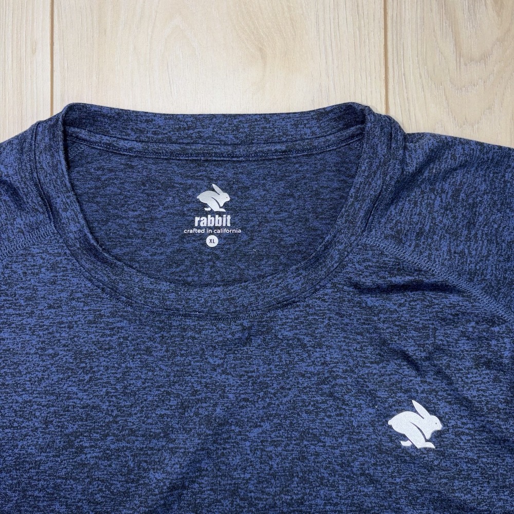 Rabbit Running Tee Shirt Long Sleeve Mens XL Blue Heather Performance Athleisure - Picture 3 of 7